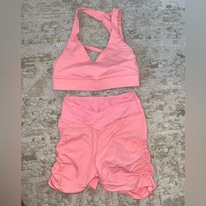 Pink/coral Bo+Tee workout set in size small